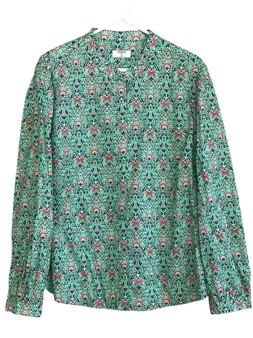 UNTUCKit Regina Mint Green Floral Button-Front Shirt Size 18 📦